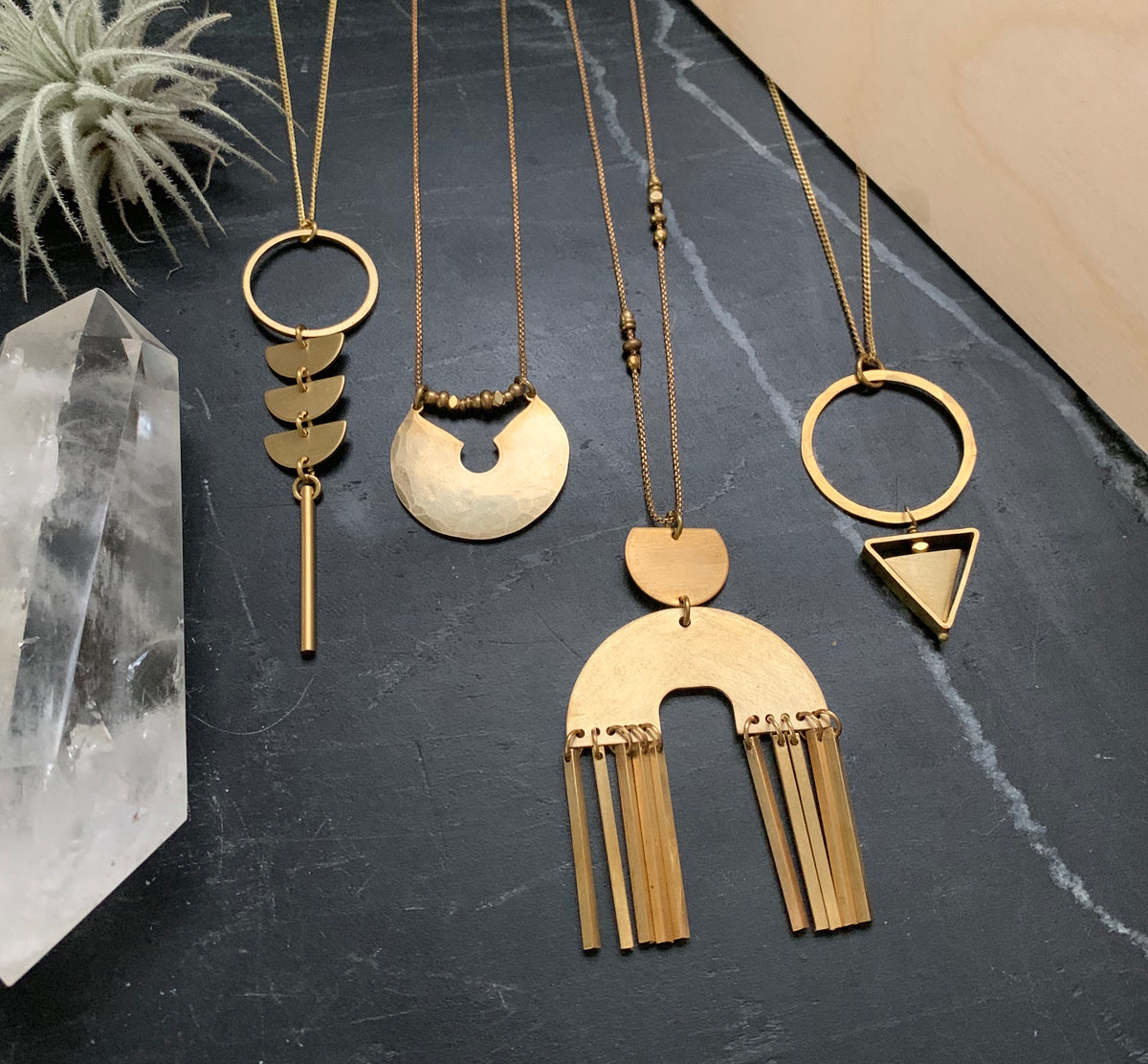 Minimalist Necklace store Brass Pendant Contemporary Geometric Jewelry