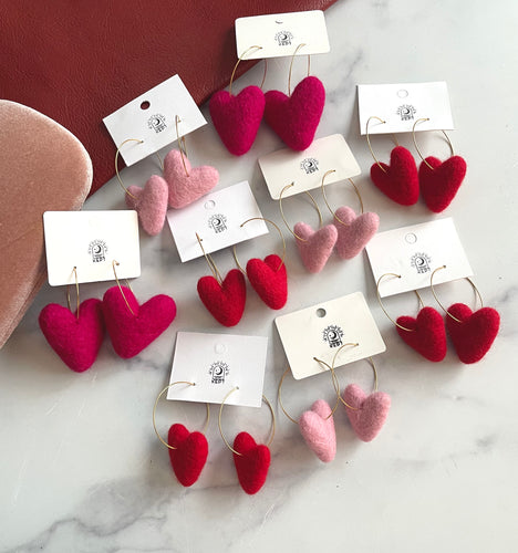 Felted Heart Hoops