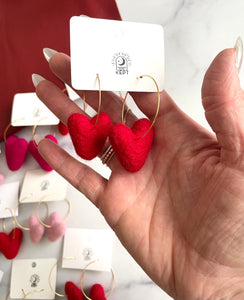 Felted Heart Hoops