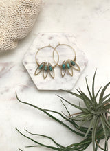 Load image into Gallery viewer, Turquoise Petal Hoops