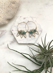 Turquoise Petal Hoops