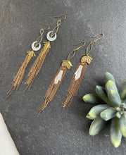 Load image into Gallery viewer, Mother of Pearl Chain Tassel Earrings