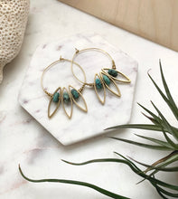 Load image into Gallery viewer, Turquoise Petal Hoops