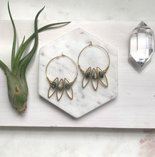 Load image into Gallery viewer, Turquoise Petal Hoops