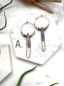 Aurora Crystal Chain Hoops