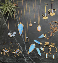 Load image into Gallery viewer, Geometric Opalite Hoops ws