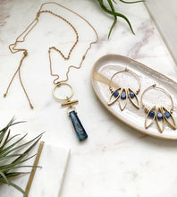 Load image into Gallery viewer, Kyanite Petal Hoops