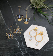 Load image into Gallery viewer, Geometric Opalite Hoops ws
