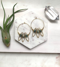 Load image into Gallery viewer, Turquoise Petal Hoops