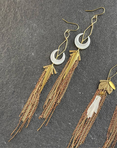 Mother of Pearl Chain Tassel Earrings