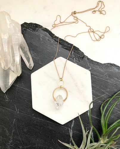 Herkimer Diamond Circle Pendant