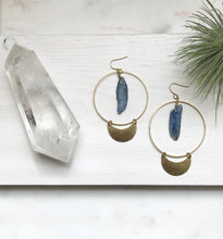 Load image into Gallery viewer, Kyanite Crescent Hoops