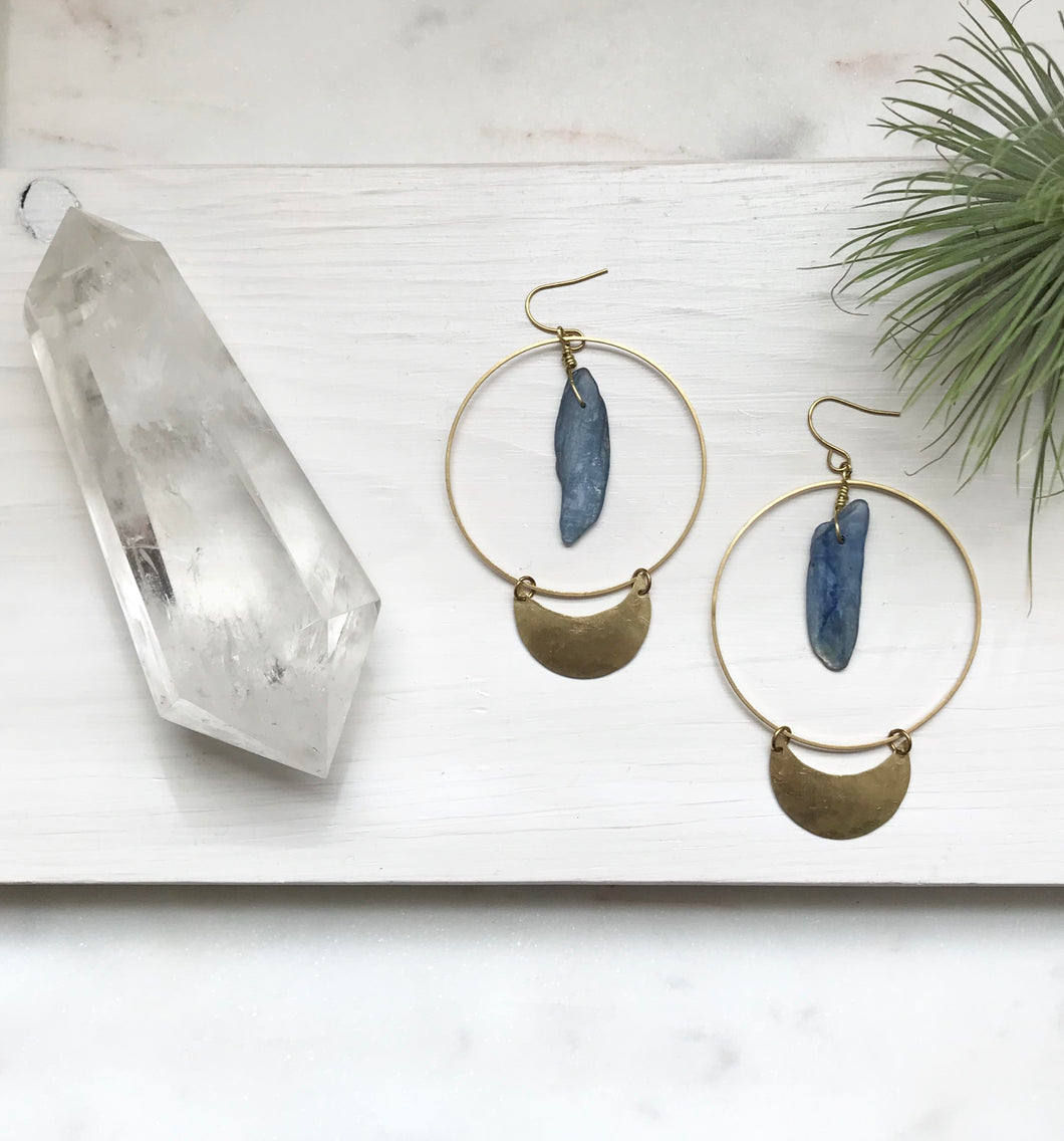 Kyanite Crescent Hoops