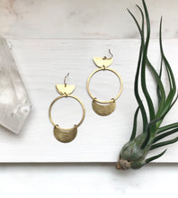 Load image into Gallery viewer, Large Circle + Crescent Hoops ws
