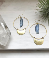 Load image into Gallery viewer, Kyanite Crescent Hoops