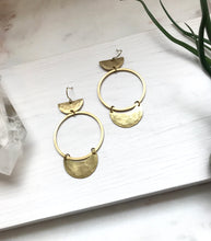 Load image into Gallery viewer, Large Circle + Crescent Hoops ws