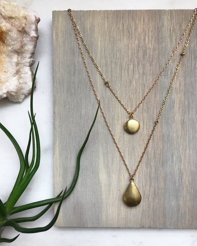 Raw Brass Double Locket Necklace