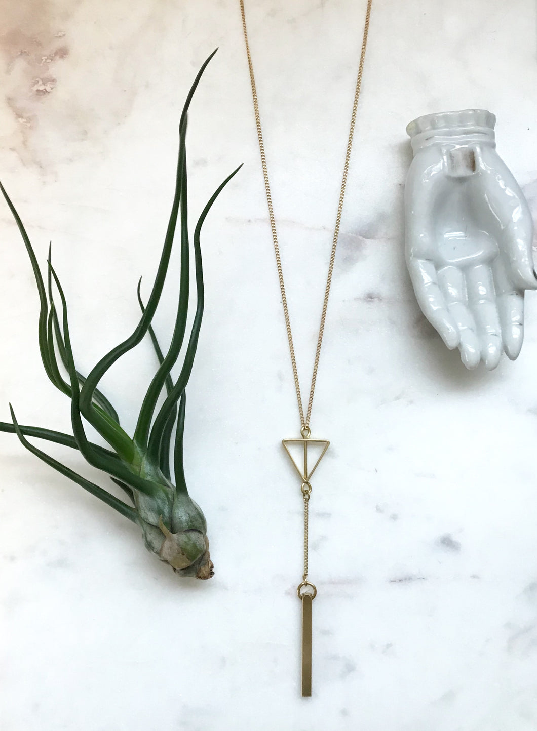 Triangle + Bar Y Necklace